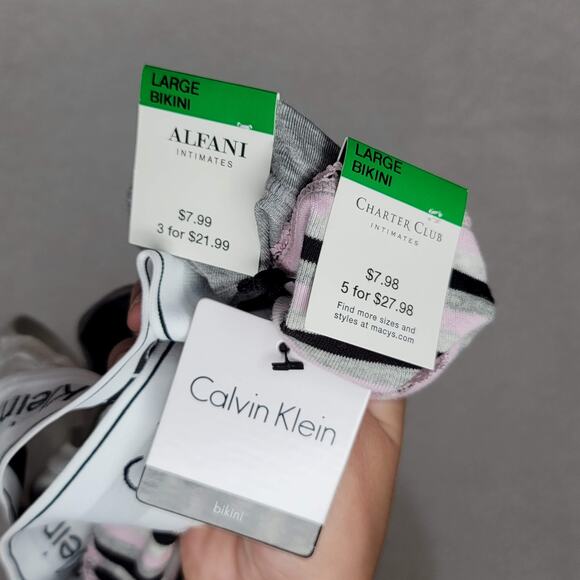 Calvin Klein/Alfani/Charter Club 3 Pack Underwear Thong Bikini Panty Large NEW - Picture 7 of 8